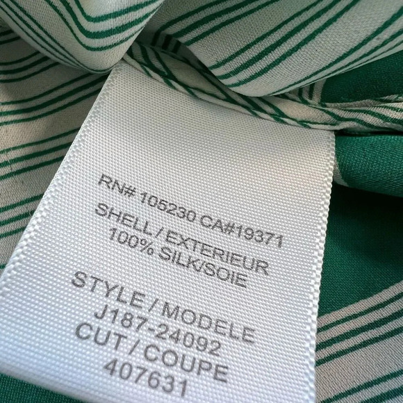 Joie Womens Green Striped Silk Pintuck Pleated Long Sleeve Blouse Size Small - Picture 7 of 9